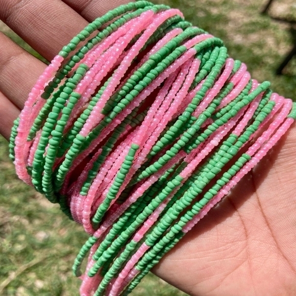 Pink and Green Waist Beads - Picture 1 of 2